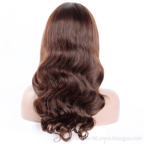 2# Color Body Wave HD 13*4 Lace Front Human Hair Wigs For Black Women,Wholesale Brazilian Virgin Hair Transparent Lace Front Wig